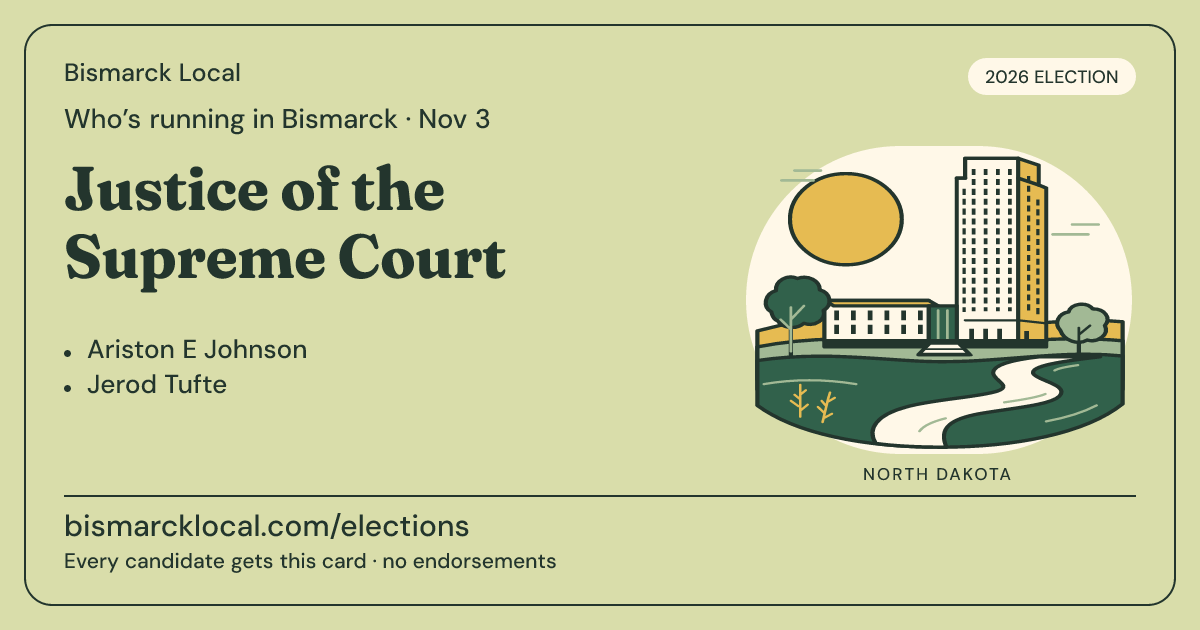 Justice of the Supreme Court, November 3, 2026 — Bismarck Local race card